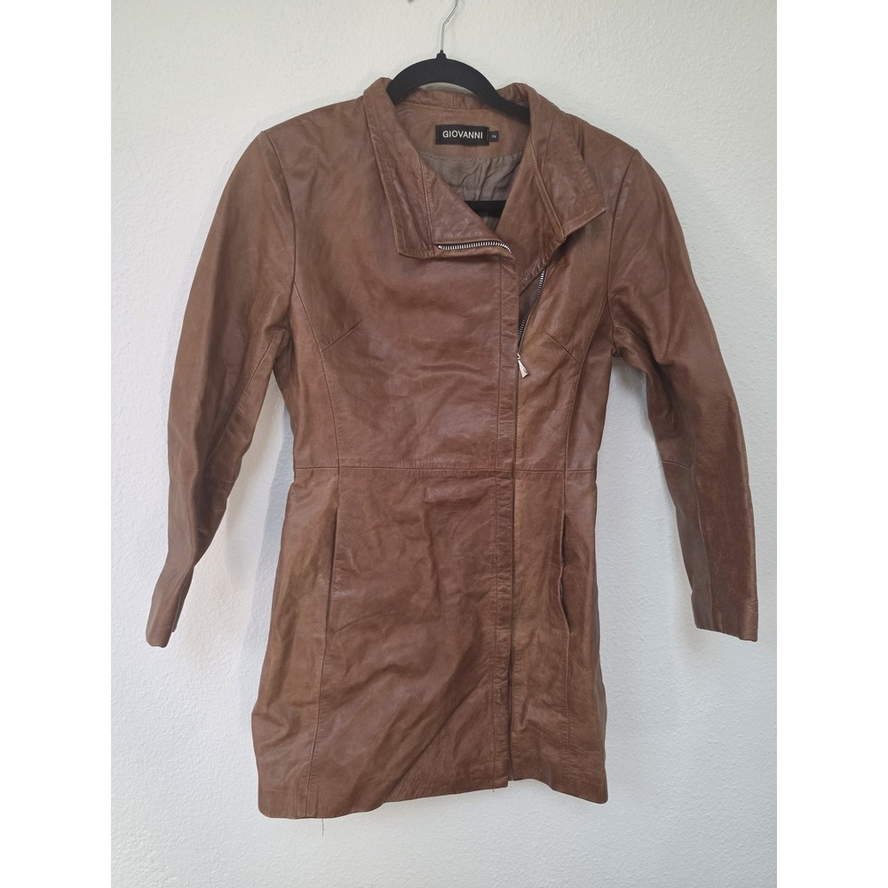 Giovanni Women's Size 2 Brown Leather Jacket Coat Classic Vintage